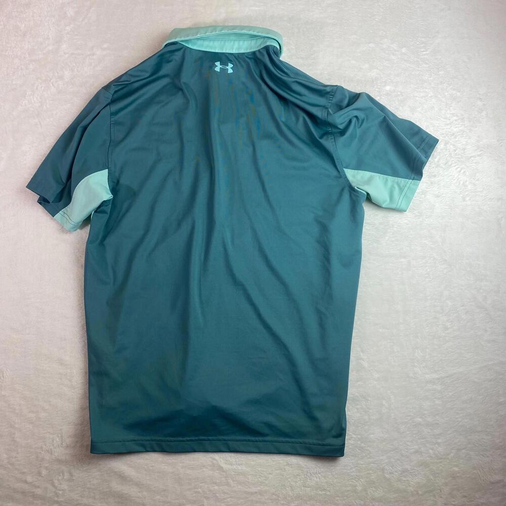 Under Armour Polo Shirt Men's Large Green Heatgear Short Sleeve Performance Golf - Picture 5 of 5